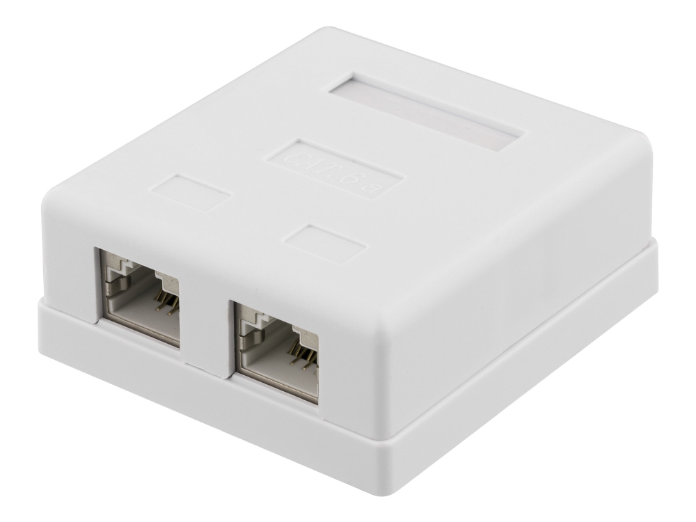DELTACO VR-221 - Ytmonterat uttag - bordsmontering - CAT 6a - FTP - RJ-45 X 2 - vit | EL Artiklar - Andra EL - Övriga | GameStuff