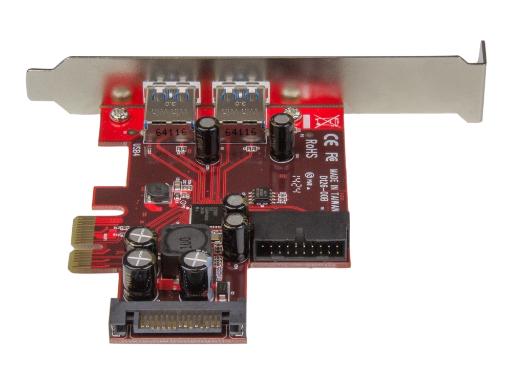 Startech.Com 4 Port Usb 3.0 Pci Express-Karte - 2 Externe Und 2 Interne Mit Sata Power, Pcie, Sata, Usb 3.2 Gen 1 (3.1 Gen 1), Full-Height / Low-Prof