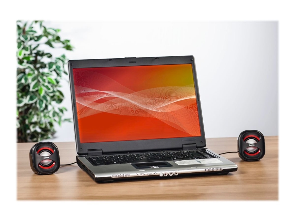 Hama Sonic Mobil 183, 2.0 Kanäle, Kabelgebunden, 3 W, 120 - 20000 Hz, 4 Ohm, Schwarz, Rot