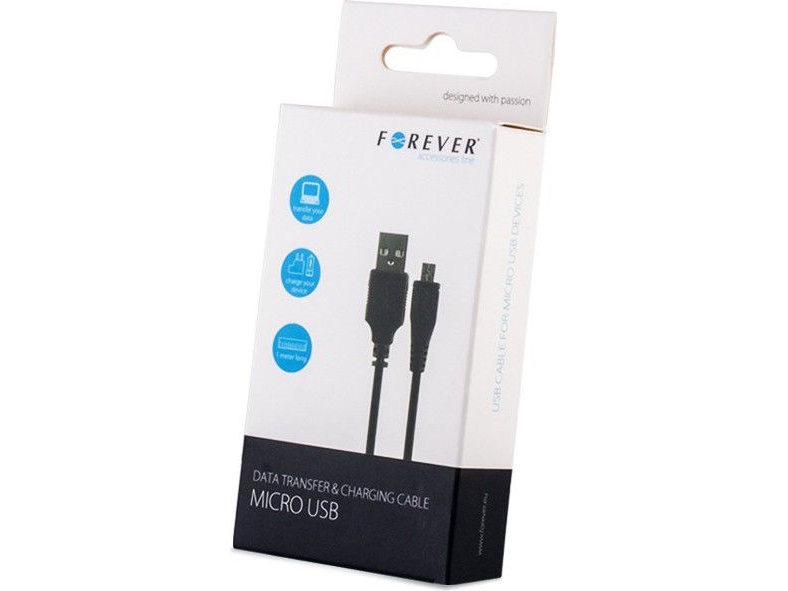 Forever Usb-A - Microusb-Kabel Sort (T_0012101)