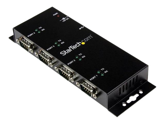 Startech.Com 4 Port Usb Auf Seriell Rs232 Adapter Hub - Industriell Din-Schienen/ Wandmontagefähig, Usb 2.0 Type-B, Seriell, Schwarz, Stahl, Aktivitä