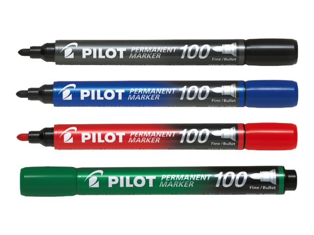 Pilot Permanent Marker 100, 4 Stück(E), Mehrfarbig, Mehrfarbig, 4,5 Mm, 1 Mm