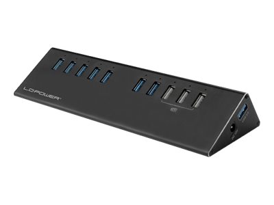 Lc-Power Lc-Hub-Alu-2B-10, Usb 3.2 Gen 1 (3.1 Gen 1) Micro-B, Usb 3.2 Gen 1 (3.1 Gen 1) Type-A, 5000 Mbit/S, Schwarz, Aluminium, Kunststoff, Ce