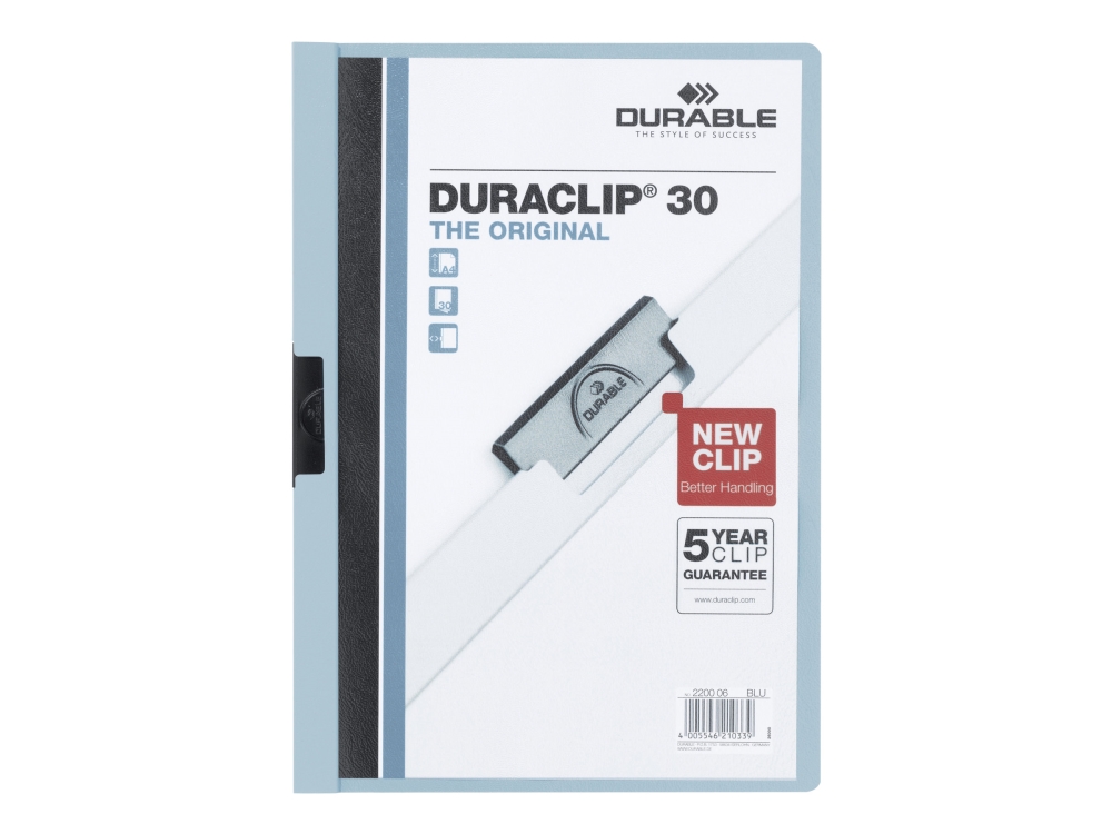 DURABLE DURACLIP 30 - Klemmefil - for A4 (210 x 297 mm) - kapacitet: 30 ark - blå med transparent frontdække