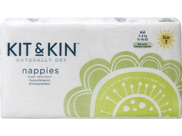 Kit And Kin Biodegradable Disposable Diapers Midi (5-8Kg), Mix Patterns, 40 Pcs (Kak00013)