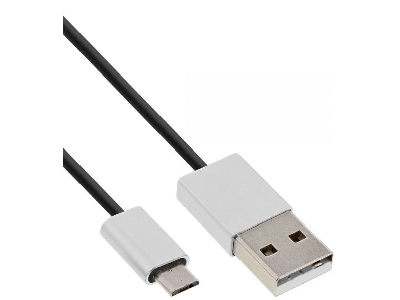 Inline 31720I, 2 M, Usb A, Micro-Usb B, Usb 2.0, Hanstik/Hanstik, Sort