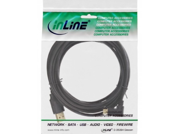 Inline 31720T, 2 M, Usb A, Micro-Usb B, Usb 2.0, Hanstik/Hanstik, Sort