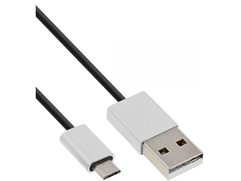 Inline 31750I, 5 M, Usb A, Micro-Usb B, Usb 2.0, Hanstik/Hanstik, Sort