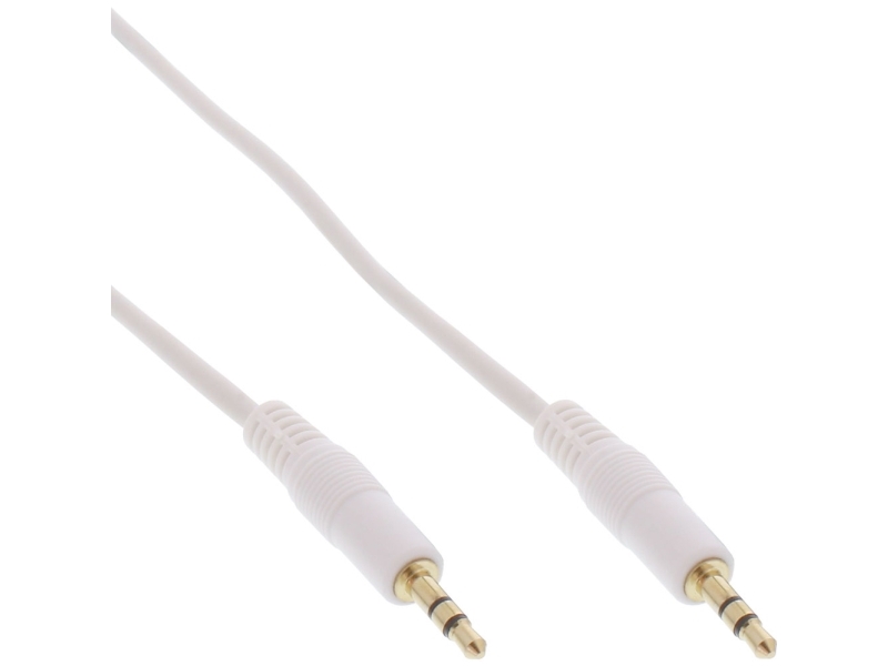 Inline Klinke Kabel, 3,5Mm Stecker / Stecker, Stereo, Weiß / Gold, 2M, 3.5Mm, Stecker, 3.5Mm, Stecker, 2 M, Weiß