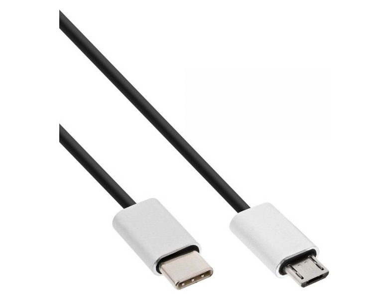 Inline 35844, 1,5 M, Micro-Usb B, Usb C, Usb 2.0, Hanstik/Hanstik, Sort