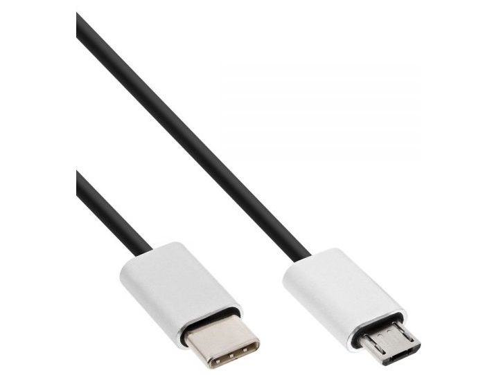 Inline 35846, 0,5 M, Usb C, Micro-Usb B, Usb 2.0, Hanstik/Hanstik, Sort