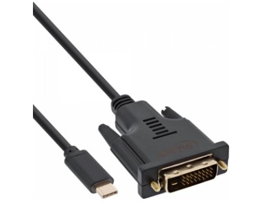 Inline 64131, 1 M, Usb Typ-C, Dvi-D, Hanstik, Gold