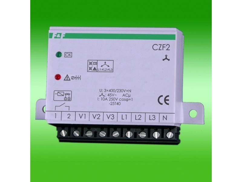 F&F Faseudfalds- Og Asymmetriforløbsrelæ M. Kontaktkontrol 10A 1Z 4 Sek 45V Czf-2