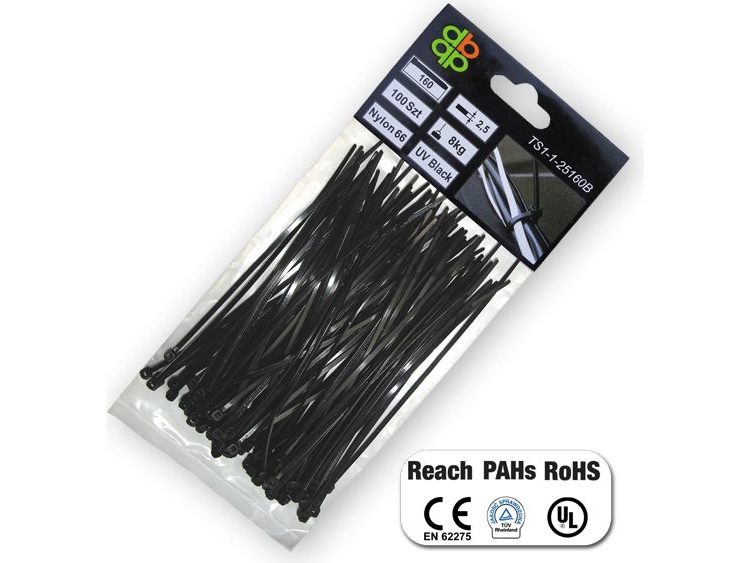 PLASTIKBÅND SORT 2,5x150/100 stk