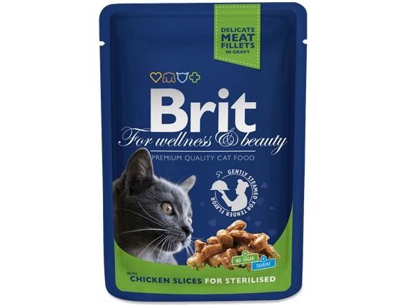 Brit Premium Cat Pouches Chicken Slices for Sterilised 100g