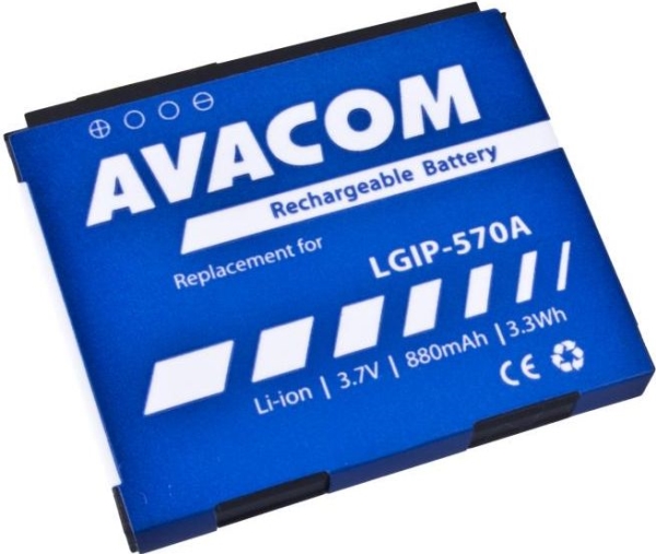Avacom Gslg-Kp500-S880a Battery For Lg Kp500 Li-Ion 3.7V 880Mah (Replacement For Lgip-570A)