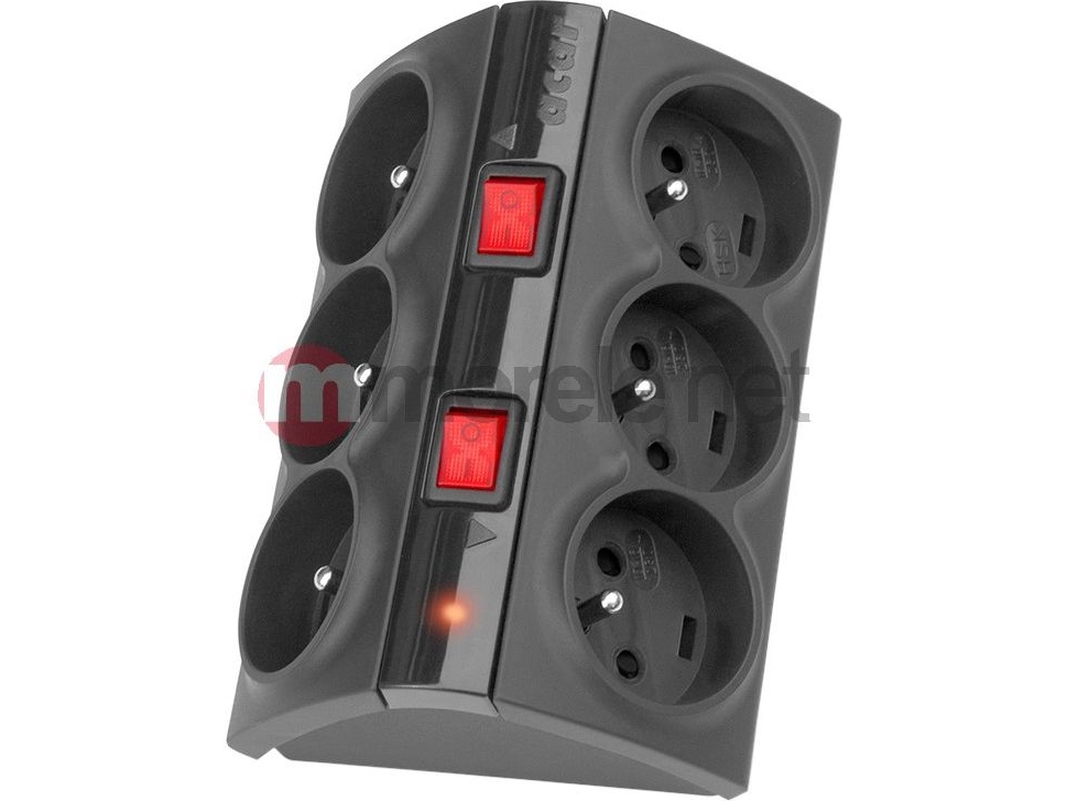 Acar Smart 6-Stik Strømskinne 1,5 M Sort (W0153)