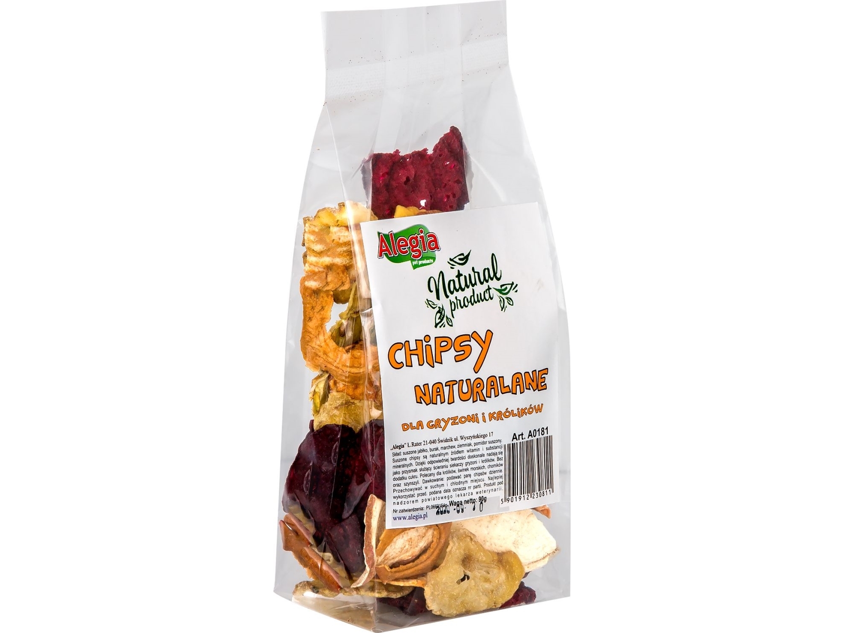 Godbidder til smådyr Alegia Natural chips - gnavere og kaniner - 90 g