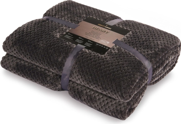 Plaid tæppe DecoKing Henry - grafit, jacquard, 70×150 cm