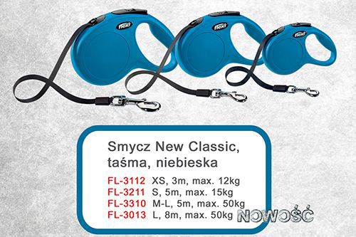 Flexi Automatikleine New Classic Gurtband - L 8M Blau Bis 50Kg