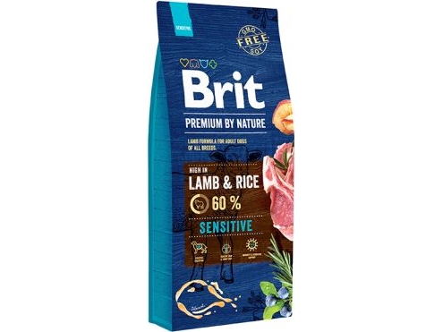Brit Premium Dog By Nature Sensitive Su Ėriena Ir Ryžiais Sausas Sausas Maistas Šunims Su Ėriena Ir Ryžiais, 8Kg