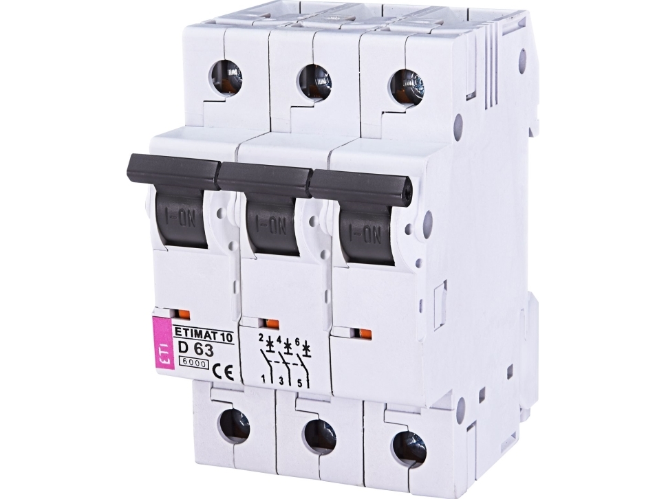 Eti-Polam Hpfi? Fejlstrømsafbryder 3P D 63A 6Ka Ac Etimat10 (002155722)