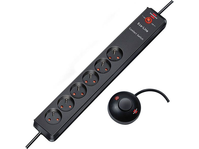 Stromleiste Brennenstuhl Eco-Line Comfort Switch 6 Steckdosen 2 M Grau (1159454616)