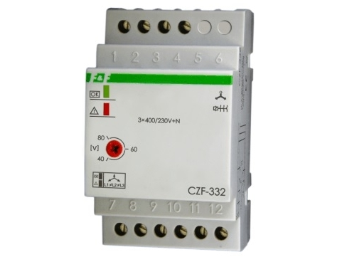 F&F Fasesvigt- Og Asymmetrirelæ Med Kontrol Af Kontakt Til Kontaktor 10A 1P 4 Sek 40-80V Czf-332