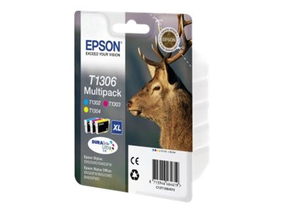 Epson T1306 Multipack - 10.1 Ml - Gul, Cyan, Magenta - Original - Blister - Blækpatron - For Stylus Office Bx630, Bx635, Bx935 Workforce Wf-3010, 352