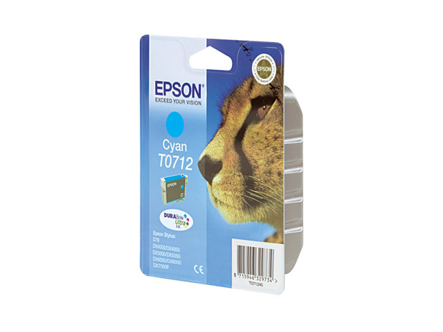 Epson Cheetah Singlepack Cyan T0712 Durabrite Ultra Ink, Cyan, 5,5 Ml, 1 Stück(E), Einzelpackung
