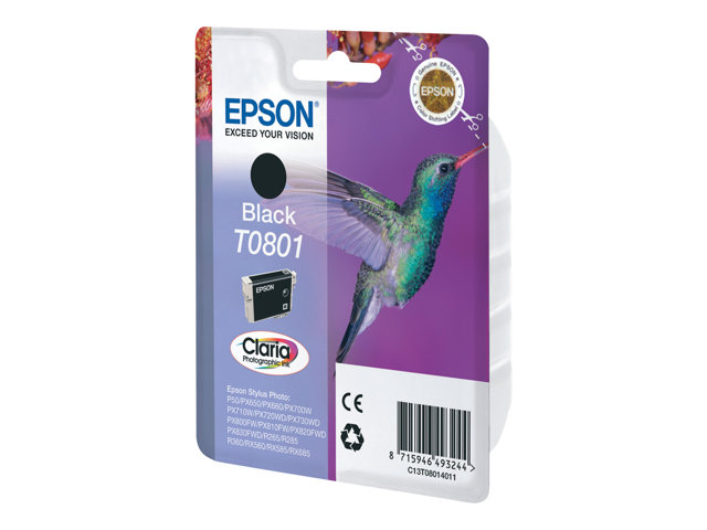 Epson Hummingbird Singlepack Black T0801 Claria Photographic Ink, Tinte Auf Pigmentbasis, 7,4 Ml, 1 Stück(E)