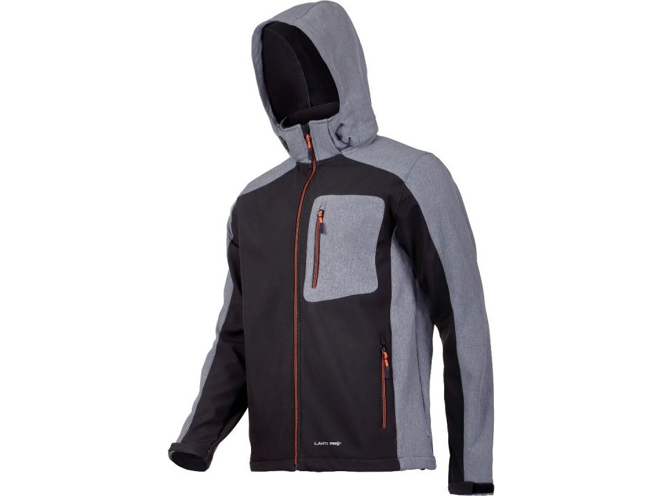 Lahti Pro Softshell jacka med huva svartgrå storlek XXL (L4091605) | Kläder & Säkerhet - Arbetskläder - Softshell Jackor | GameStuff