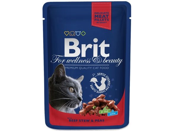 Brit Premium Cat Pouches With Beef Stew & Peas 100G