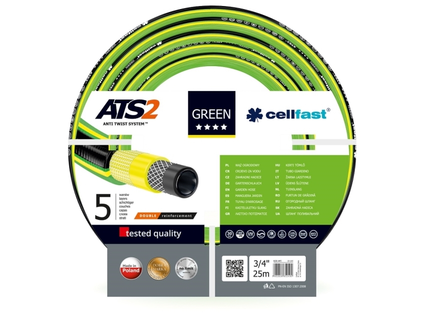 Cellfast Garden Hose Green Ats2 Size: 3/4" Length: 25M