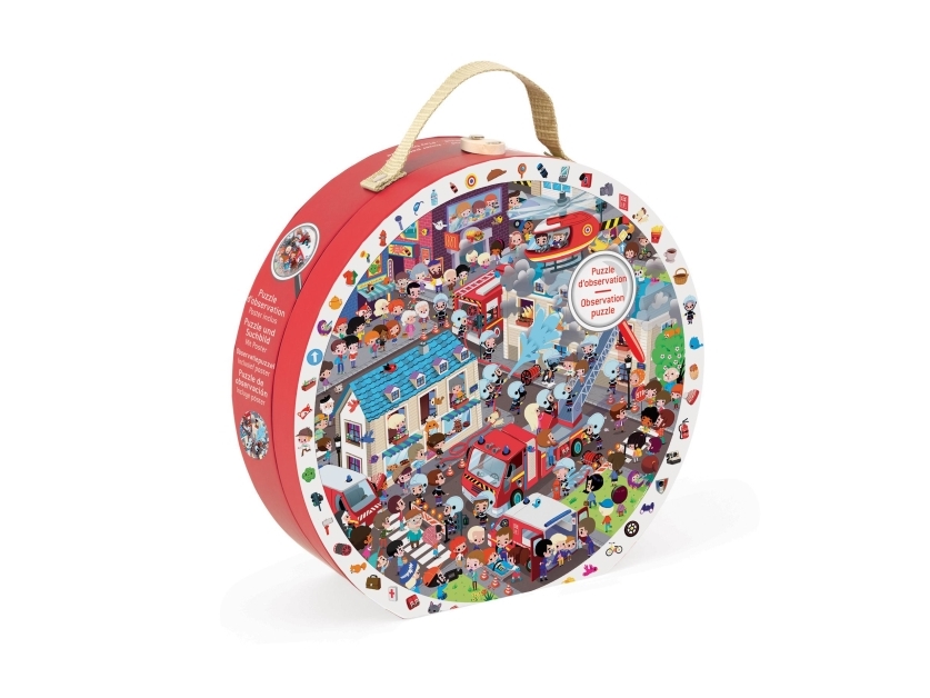 Janod - Round Observation Puzzle "Firemen" - Puslespil - 208 Stykker