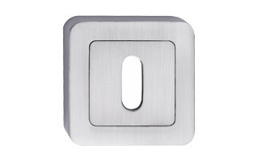 Metall-Knopf Schild Quadratisch Abgerundet Einsatz Satiniert Nickel