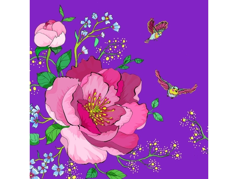 Billede af Clear Creation Karnet Swarovski Kvadrat Kwiaty Fiolet (Cl0602)