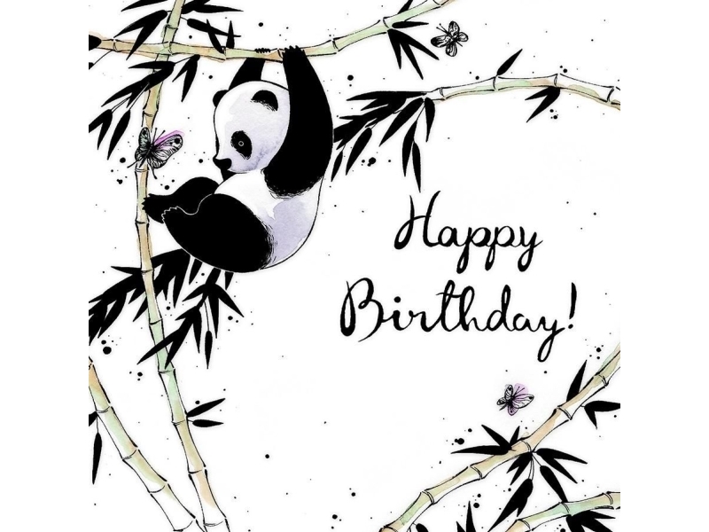 Billede af Clear Creation Fødselsdagskort Swarovski Firkantet Panda (Cl2503)