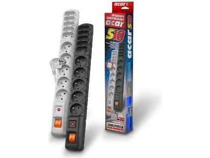 Acar S10 Steckdosenleiste 10 Steckdosen 1,5 M Grau (W0131)