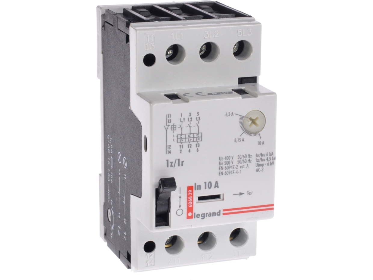 Legrand Moottorikatkaisija 3P 4kW 6,3-10A M250 1NO/1NC 10 606829