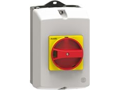 Lovato Electric IP65 pinta-asennuskotelo SM1R:lle 100mm leveä keltaisella/punaisella nupilla (SM1Z1715R)