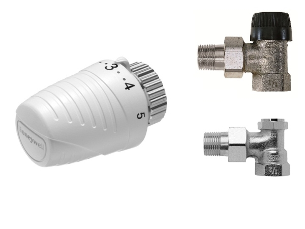 Honeywell Thera4 termostaattipää + patteriventtiili + paluuventtiili (VTL320EA15)