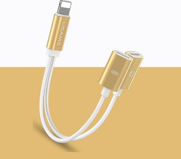 Usams Us-Sj160 „Lightning“ Į „Lightning“ X2 Usb Adapteris, Auksinis (Sj1602l02)