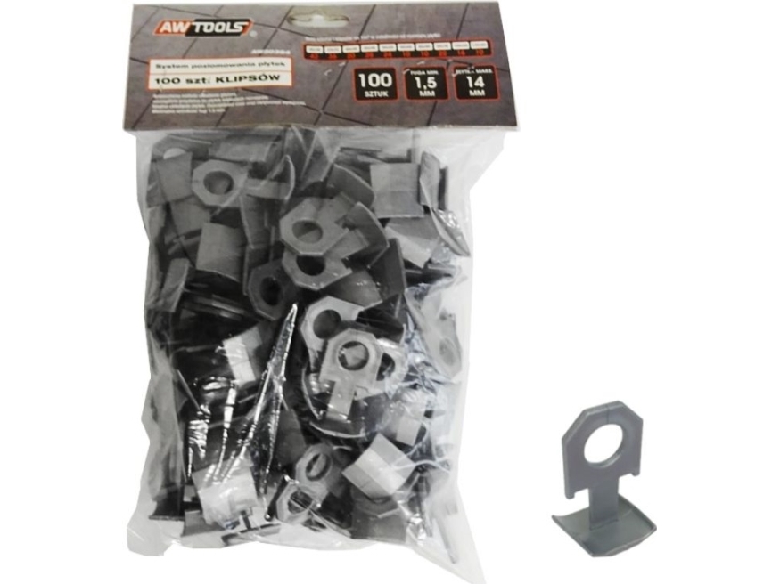 AWTools Laattojen tasausjärjestelmä 7-14mm klipsit 100kpl (AW30364)
