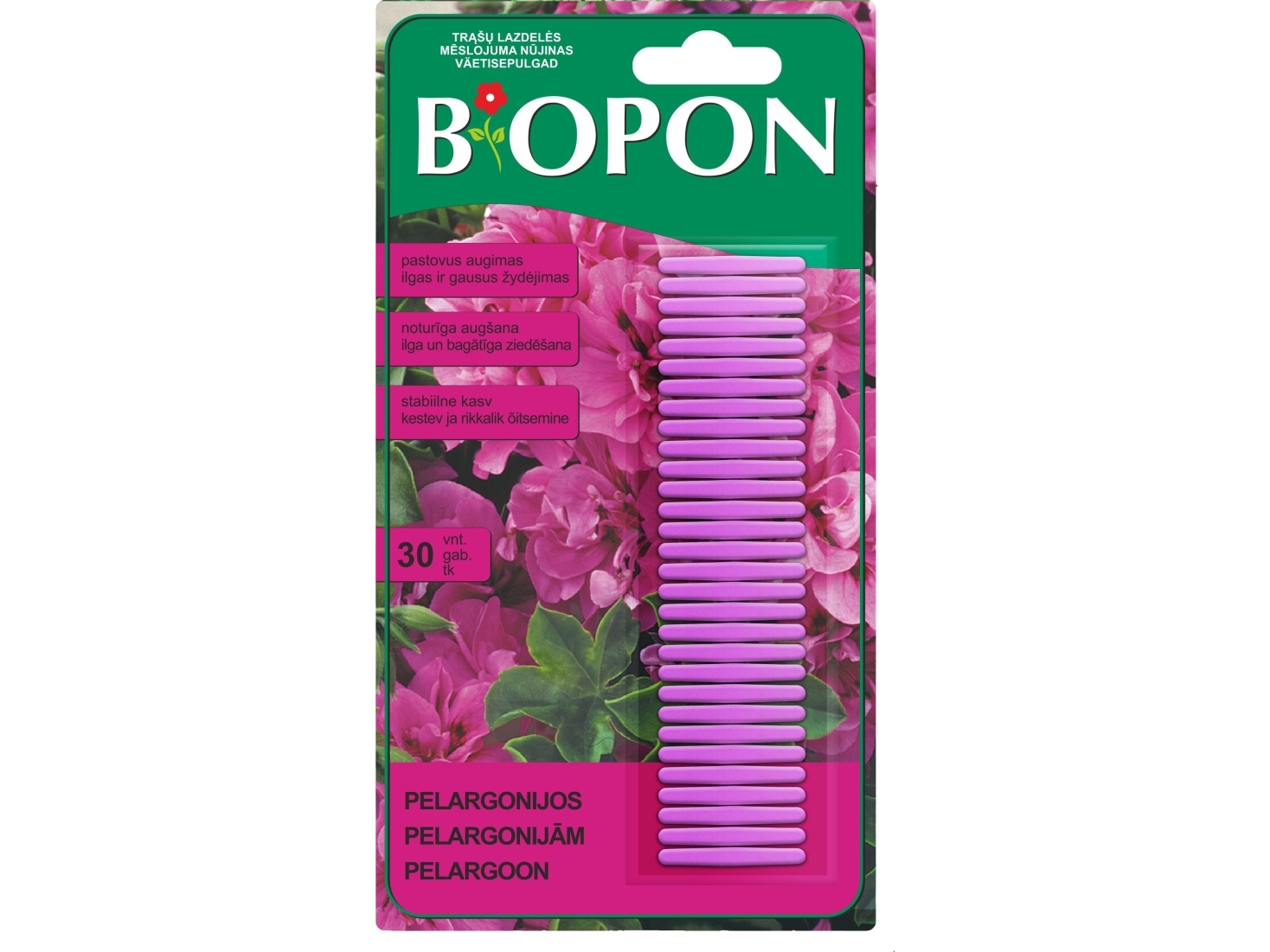 BIOPON skuddel-frø/pelargonie gødningstænger 30 stk.