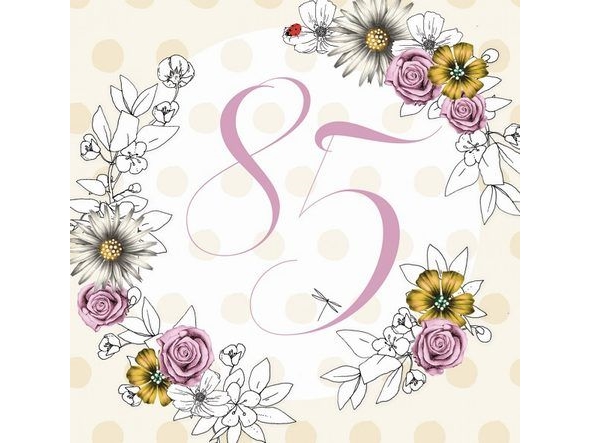Billede af Clear Creation Swarovski Kort Firkant Fødselsdag 85 Blomster