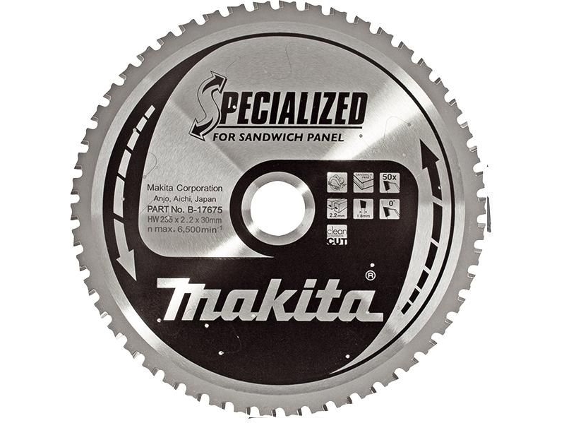 Makita T.C.T. Pjūklas Specialized 270X2.4X30mm 0° T60 B-17681 T.C.T • 270 X30 Mm • T60 • 0° • Daugiasluoknėms Plokštėms