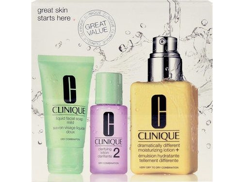 Clinique Great Skin Reinigung-Set (W) 30 Ml + Reinigungsmilch 30 Ml + Reizende Natürliche Feuchtigkeitscreme 125 Ml