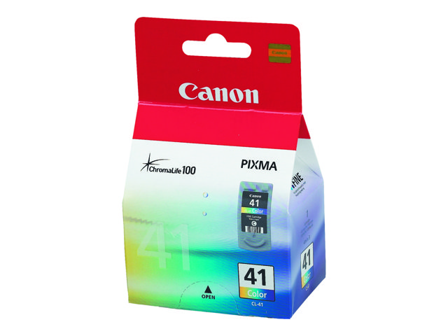Canon Cl-41 - Farve (Cyan, Magenta, Gul) - Original - Blækpatron - For Pixma Ip1800, Ip1900, Ip2500, Ip2600, Mp140, Mp190, Mp210, Mp220, Mp470, Mx300