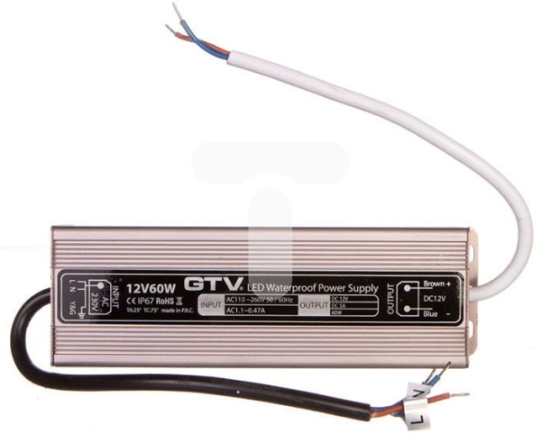 Gtv Led Waterproof Power Supply 60w Ip67 Dc 12v Ld Wza60w Nw